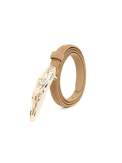 Liquid Luxe Belt in Shiitake Suede - Shiitake Suede with Gold Hardware | Ettika