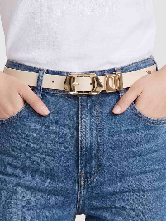 Molten Metal Belt in Vanilla - Vanilla Leather with Gold Hardware | Ettika