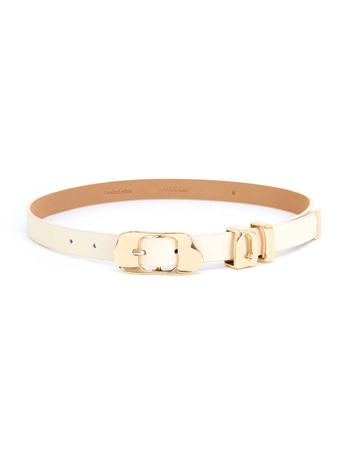 Molten Metal Belt in Vanilla - Vanilla Leather with Gold Hardware | Ettika