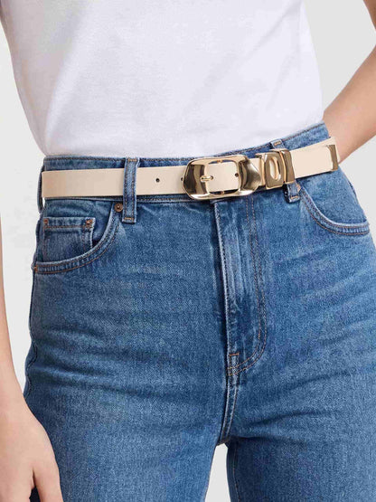 Molten Metal Belt in Vanilla - Vanilla Leather with Gold Hardware | Ettika