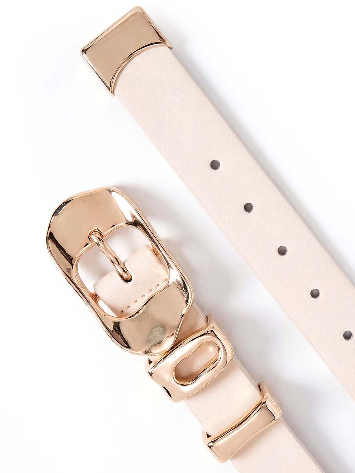 Molten Metal Belt in Vanilla - Vanilla Leather with Gold Hardware | Ettika