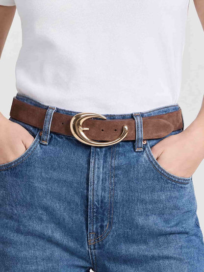Warm Truffle Suede Belt - Warm Truffle Suede with Gold Hardware | Ettika