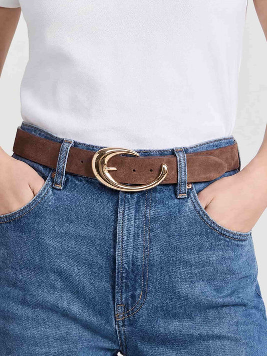 Warm Truffle Suede Belt - Warm Truffle Suede with Gold Hardware | Ettika
