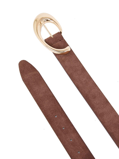 Warm Truffle Suede Belt - Warm Truffle Suede with Gold Hardware | Ettika