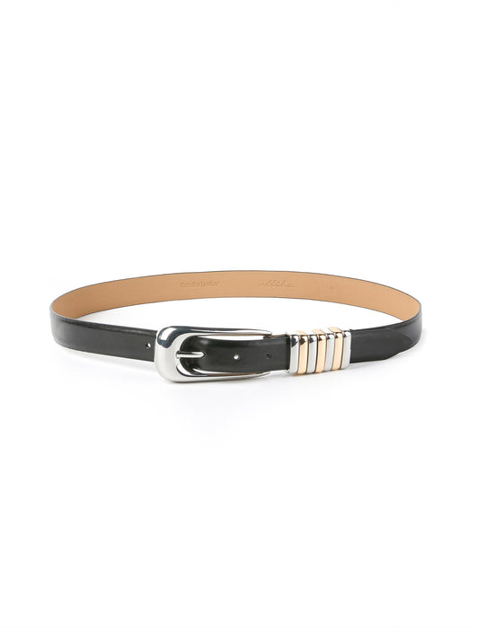 Metal Core Belt - Carbon Black Leather with Silver Hardware | Ettika