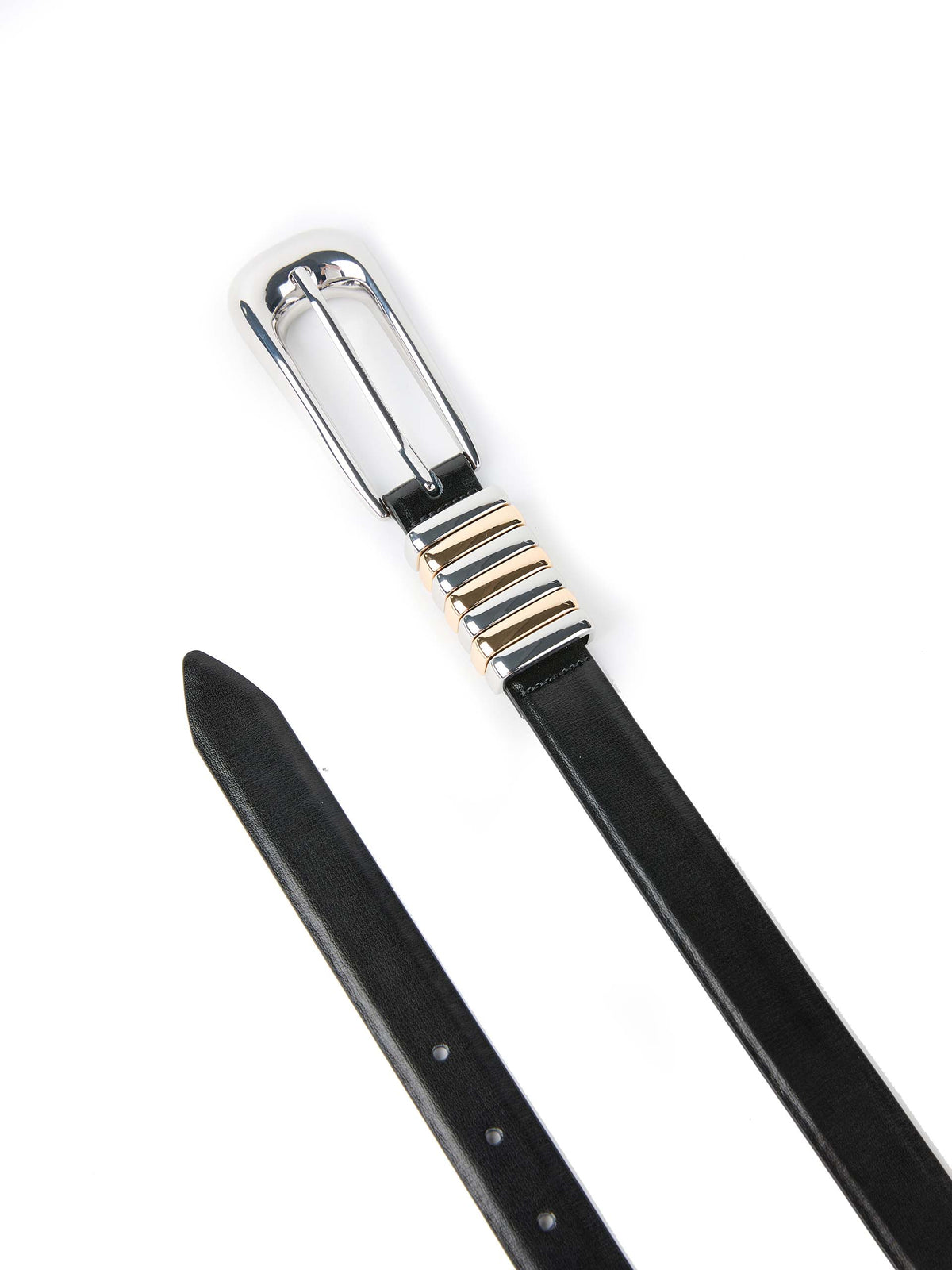 Metal Core Belt - Carbon Black Leather with Silver Hardware | Ettika
