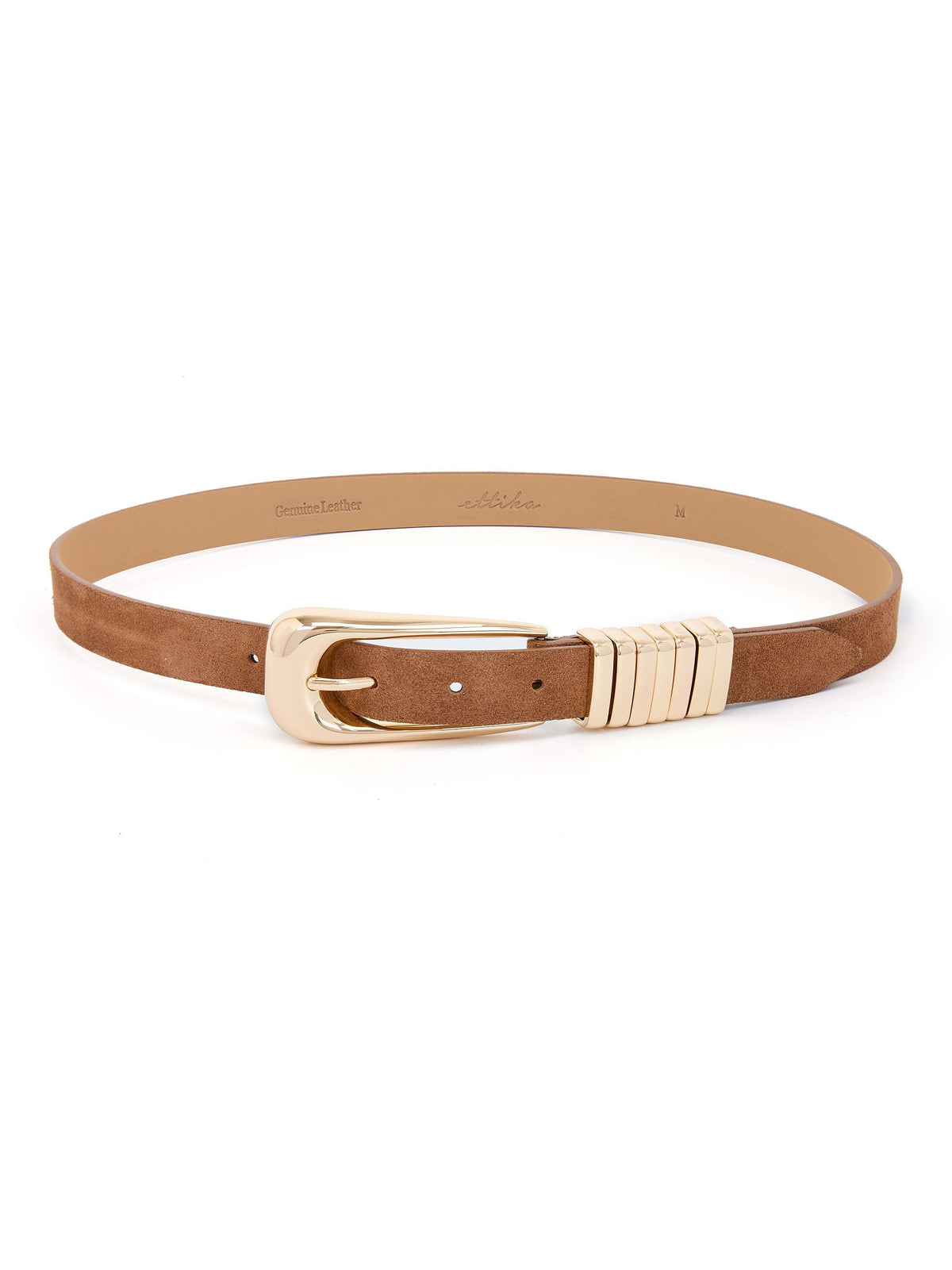 Metal Core Belt in Mocha Suede - Mocha Suede with Gold Hardware | Ettika