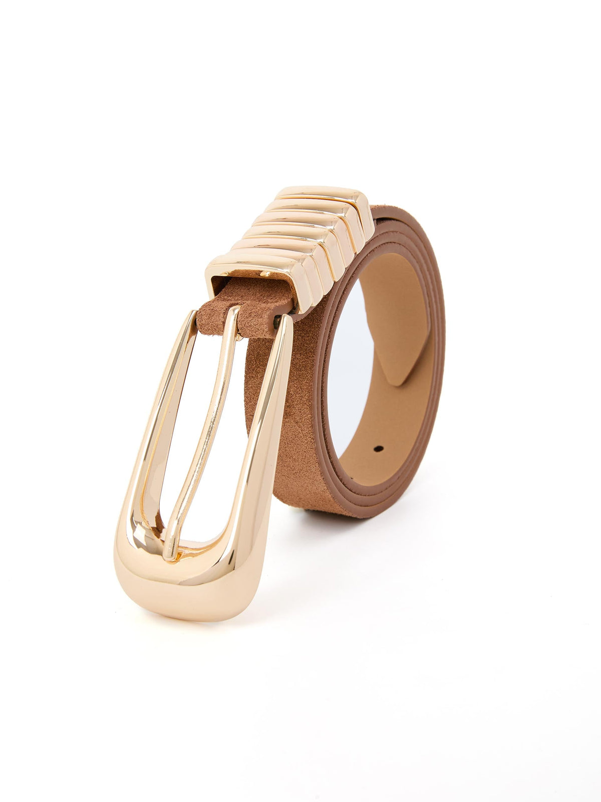 Metal Core Belt in Mocha Suede - Mocha Suede with Gold Hardware | Ettika
