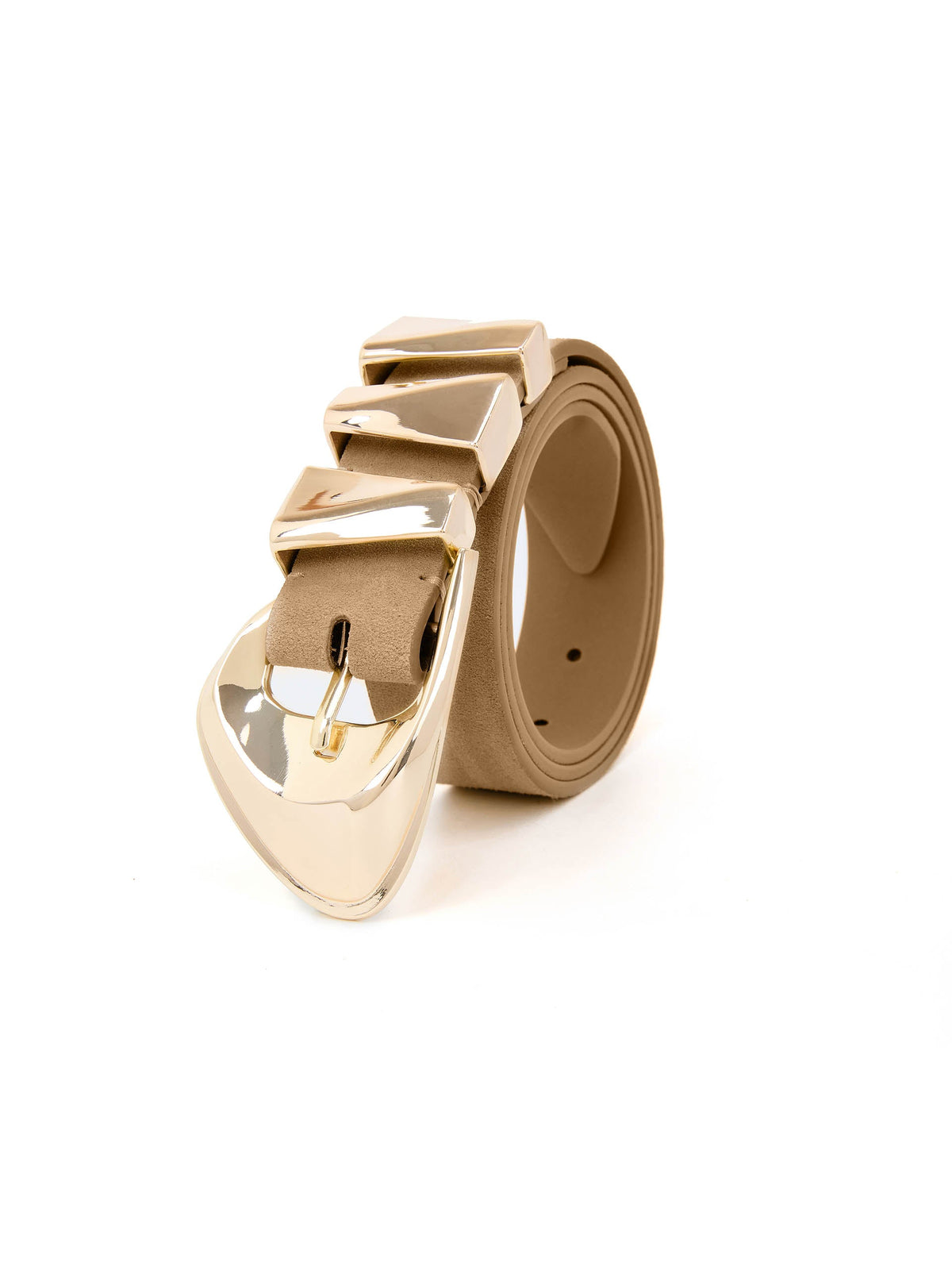 Modern Western Belt in Shiitake Suede - Shiitake Suede with Gold Hardware | Ettika