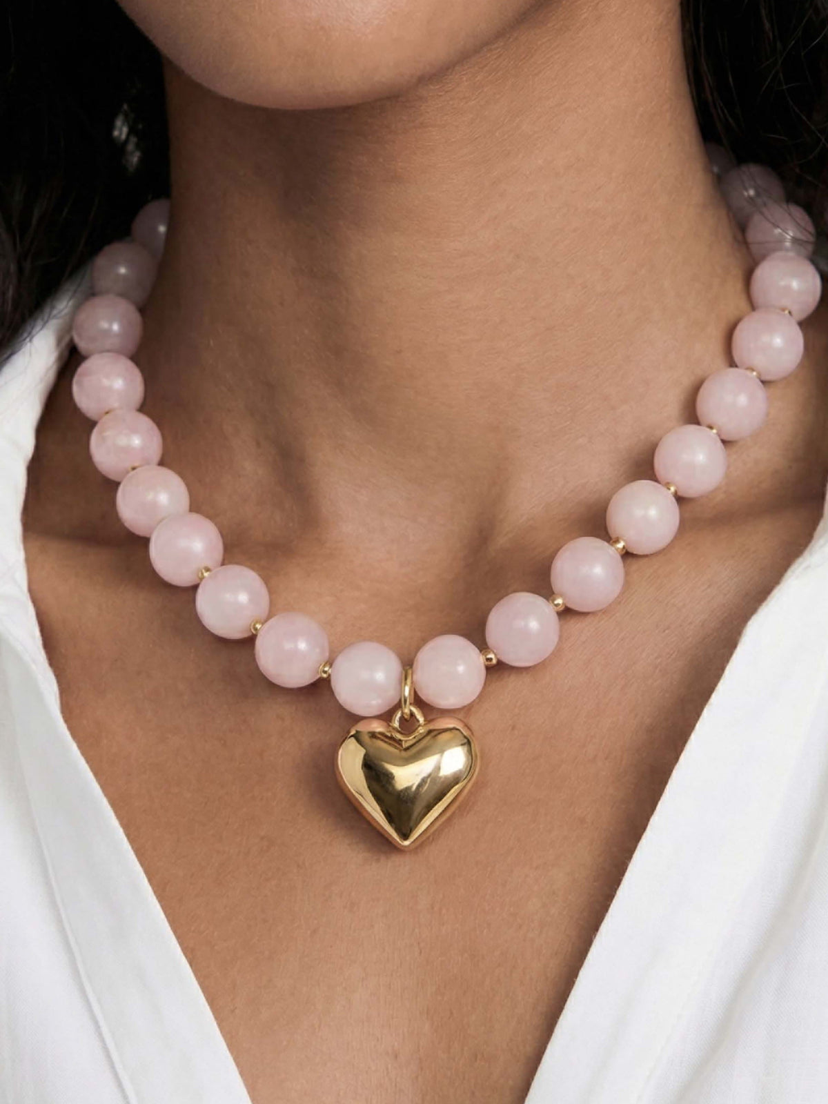 Luck and Love Rose Heart Necklace - Rose with 18k Gold Plating | Ettika