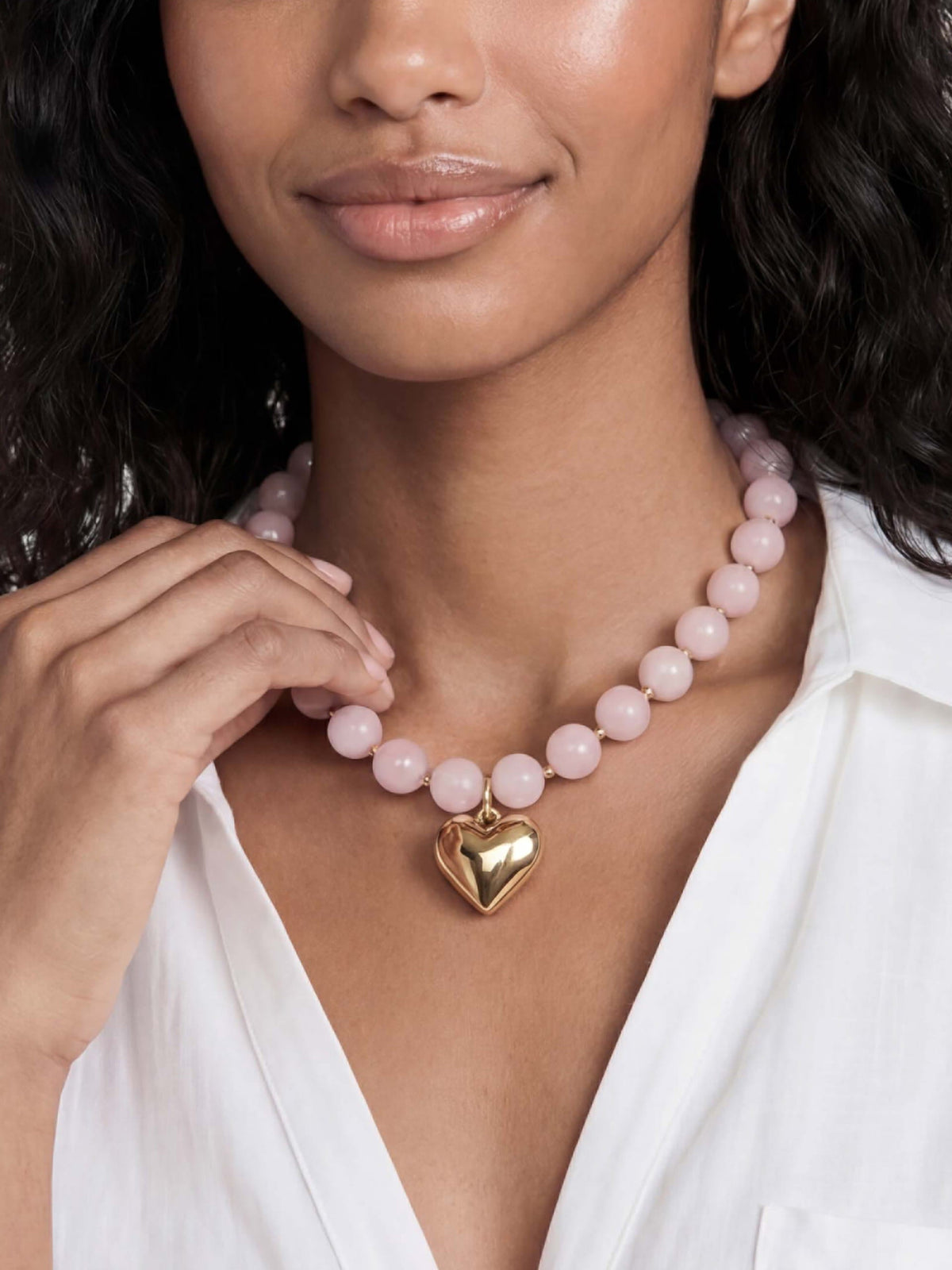Luck and Love Rose Heart Necklace - Rose with 18k Gold Plating | Ettika