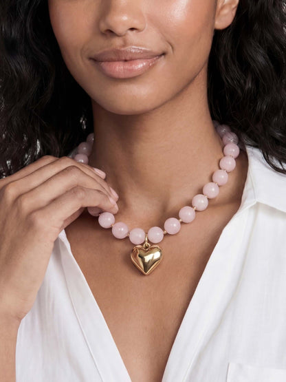 Luck and Love Rose Heart Necklace - Rose with 18k Gold Plating | Ettika