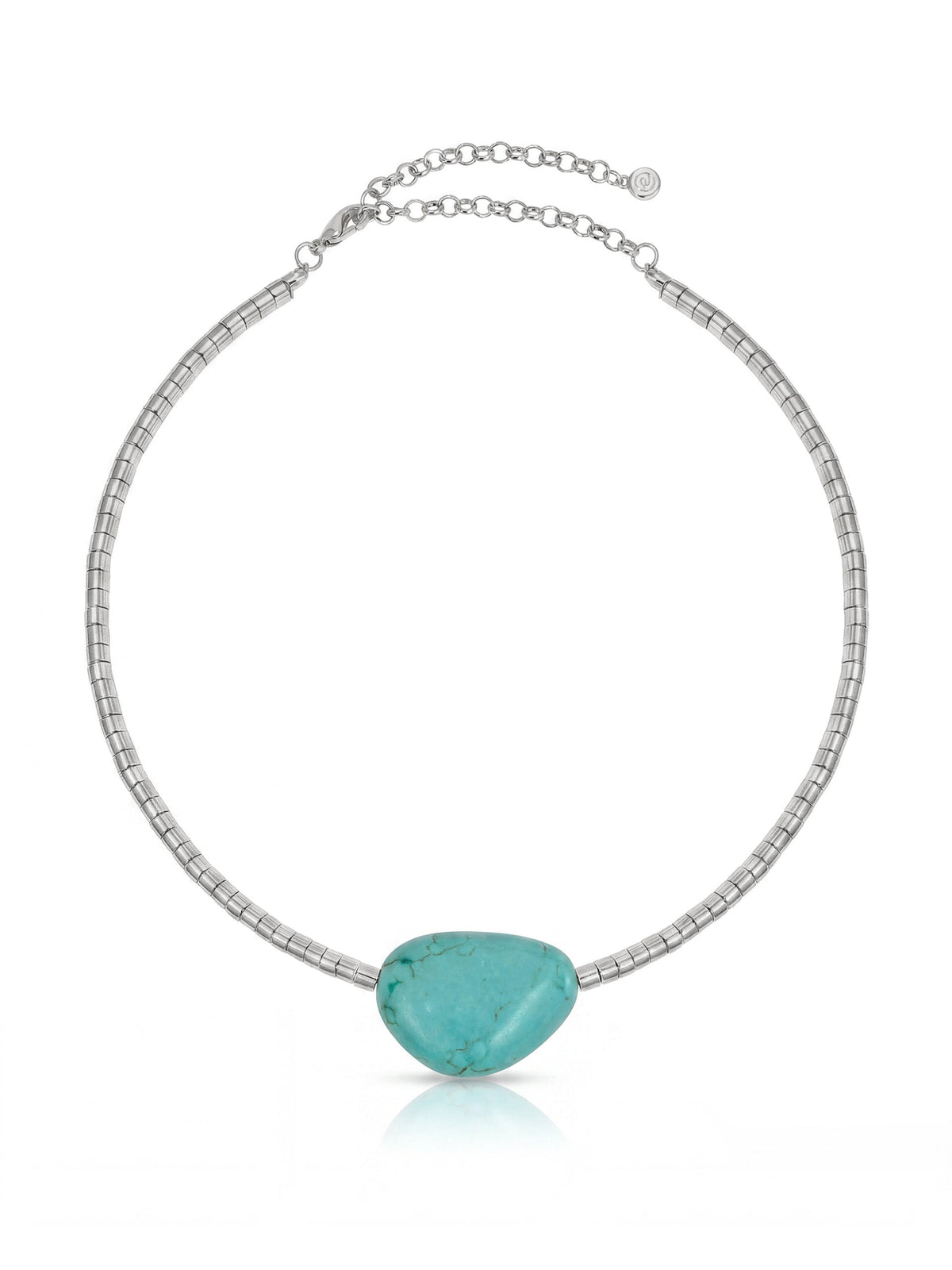Beaded Turquoise Nugget Necklace - Turquoise with Silver Plating | Ettika