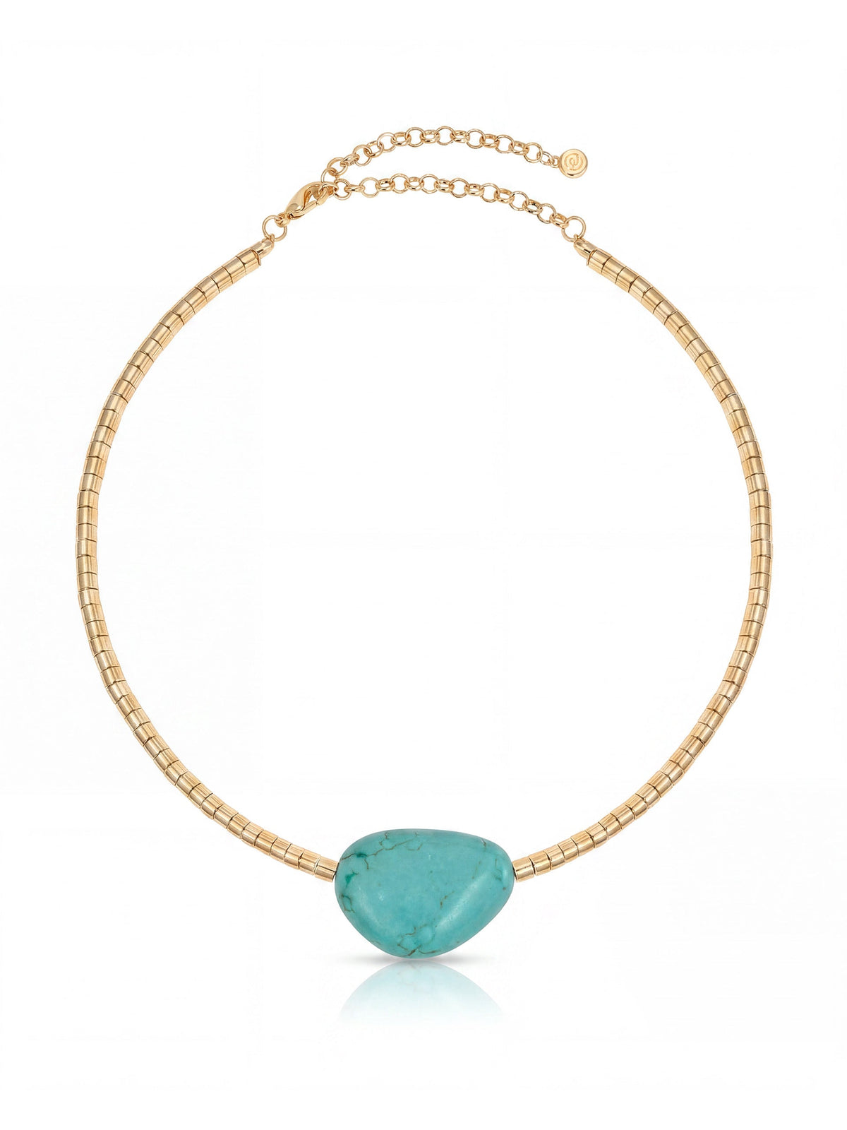 Beaded Turquoise Nugget Necklace - Turquoise with Silver Plating | Ettika