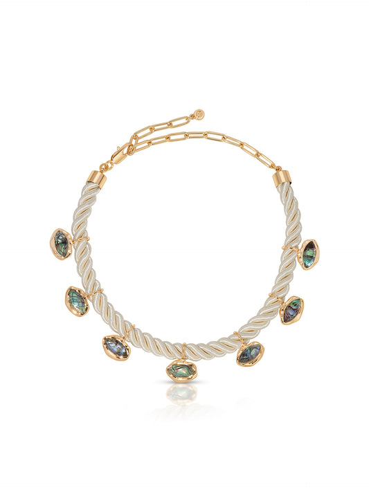 Abalone Luxe Choker - Abalone Shell with 18k Gold Plating on Bone Rope | Ettika