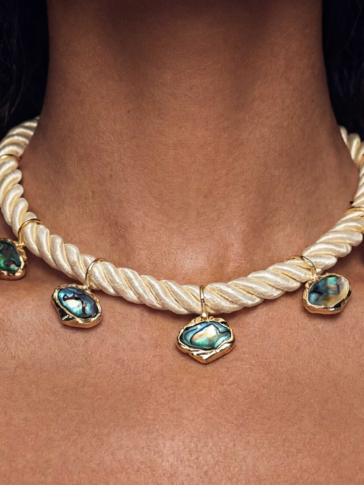 Abalone Luxe Choker - Abalone Shell with 18k Gold Plating on Bone Rope | Ettika