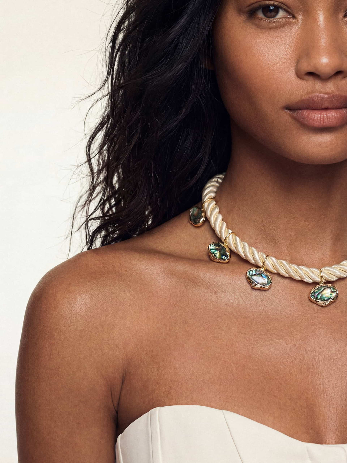 Abalone Luxe Choker - Abalone Shell with 18k Gold Plating on Bone Rope | Ettika
