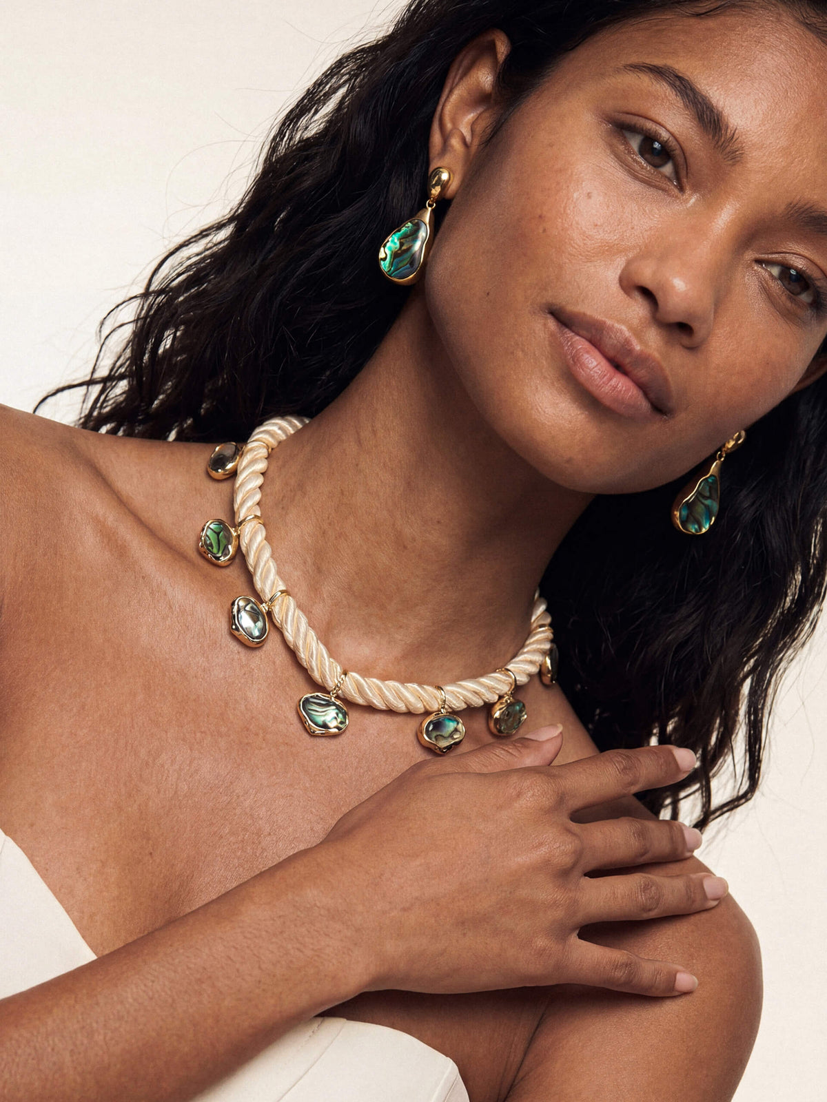 Abalone Luxe Choker - Abalone Shell with 18k Gold Plating on Bone Rope | Ettika