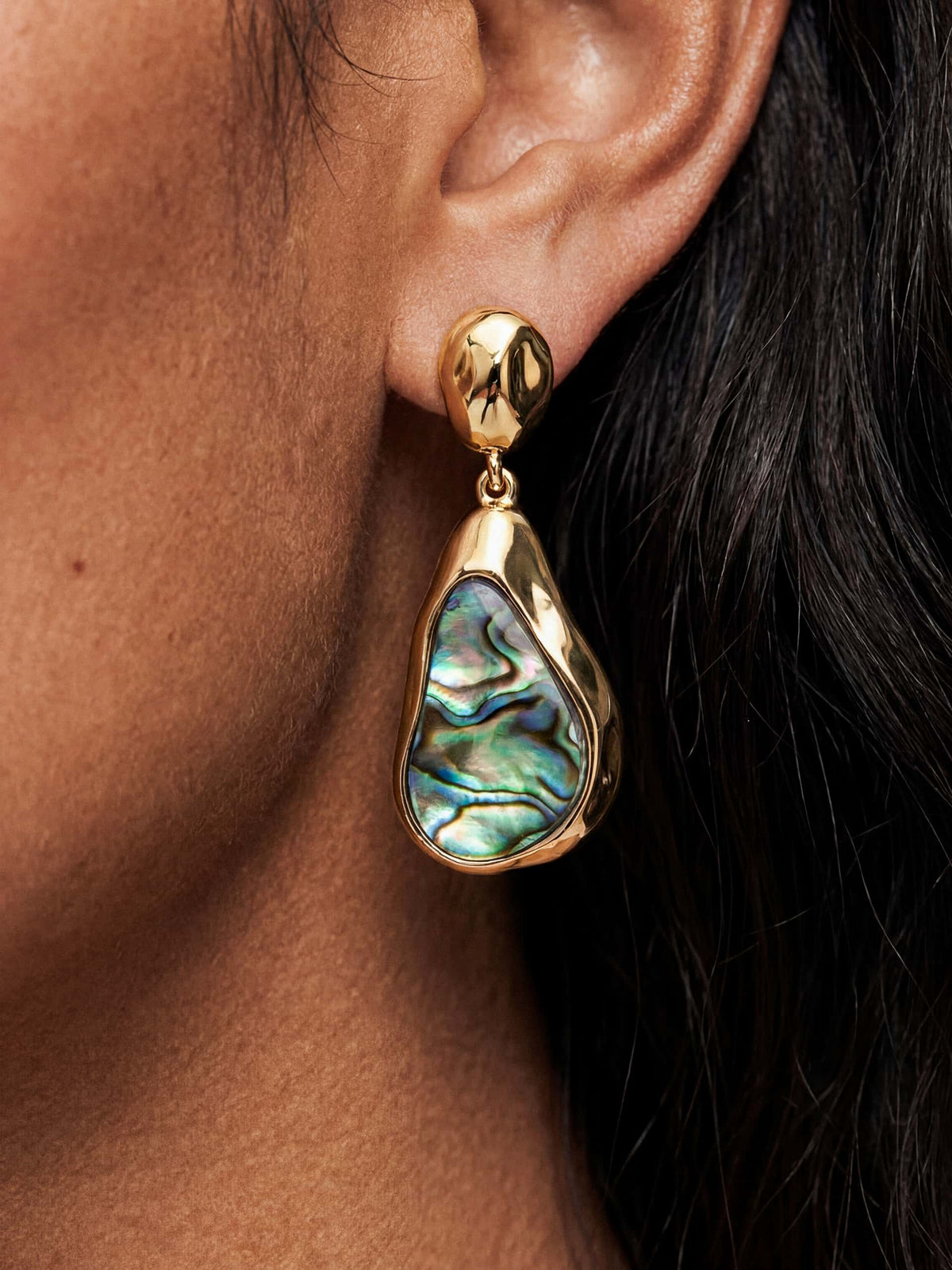 Hidden Gem Abalone Earrings - Abalone with 18k Gold Plating | Ettika
