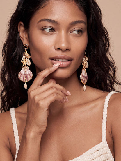 Mermaid Tears Earrings - Shell with 18k Gold Plating | Ettika