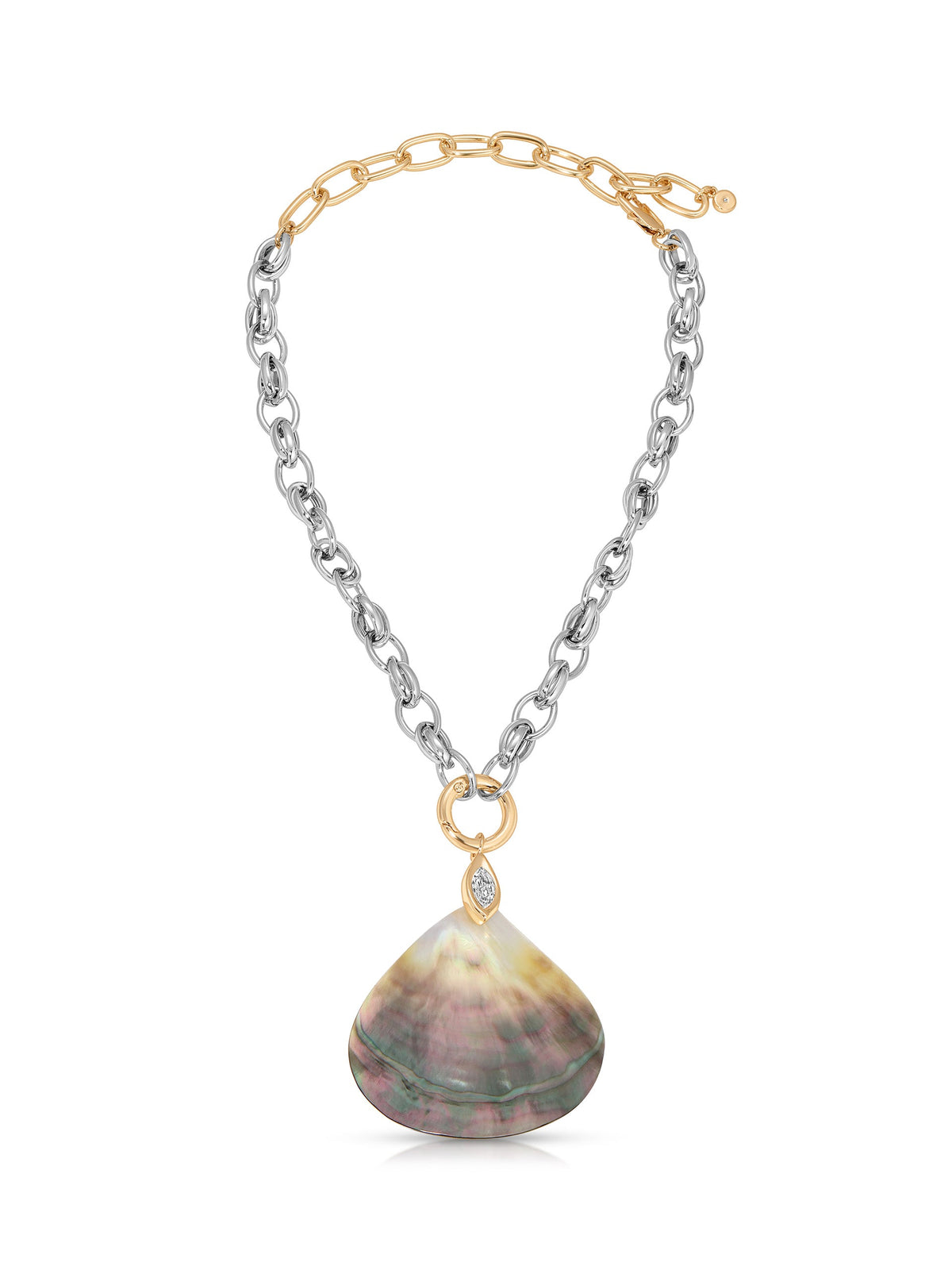 Mixed Metal Shell Statement Necklace - Shell with Mixed Metal | Ettika