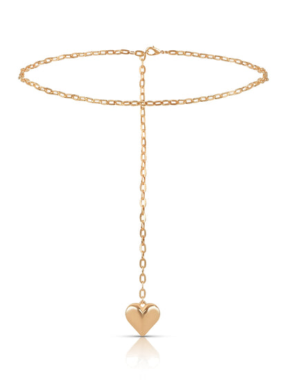 Heart Charm Chain Belt - Gold Tone | Ettika
