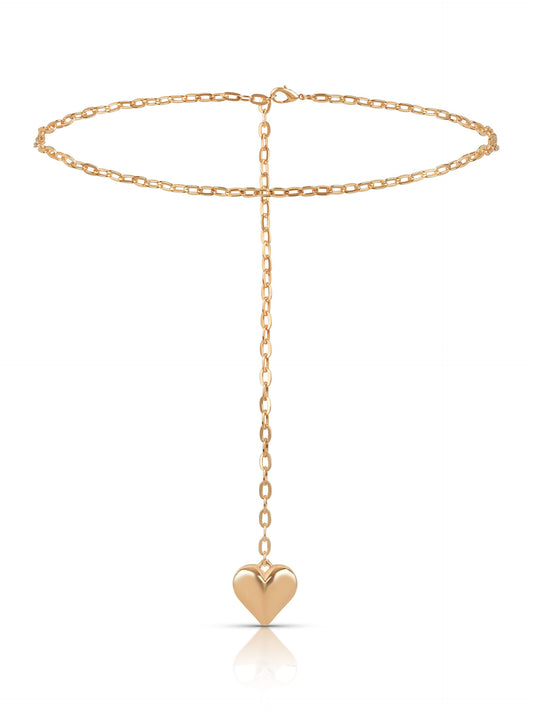 Heart Charm Chain Belt - Gold Tone | Ettika