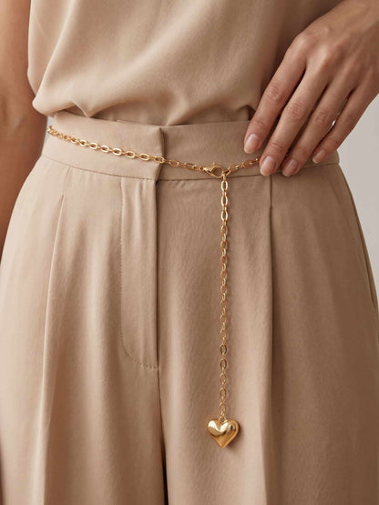 Heart Charm Chain Belt - Gold Tone | Ettika