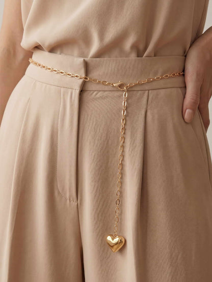 Heart Charm Chain Belt - Gold Tone | Ettika