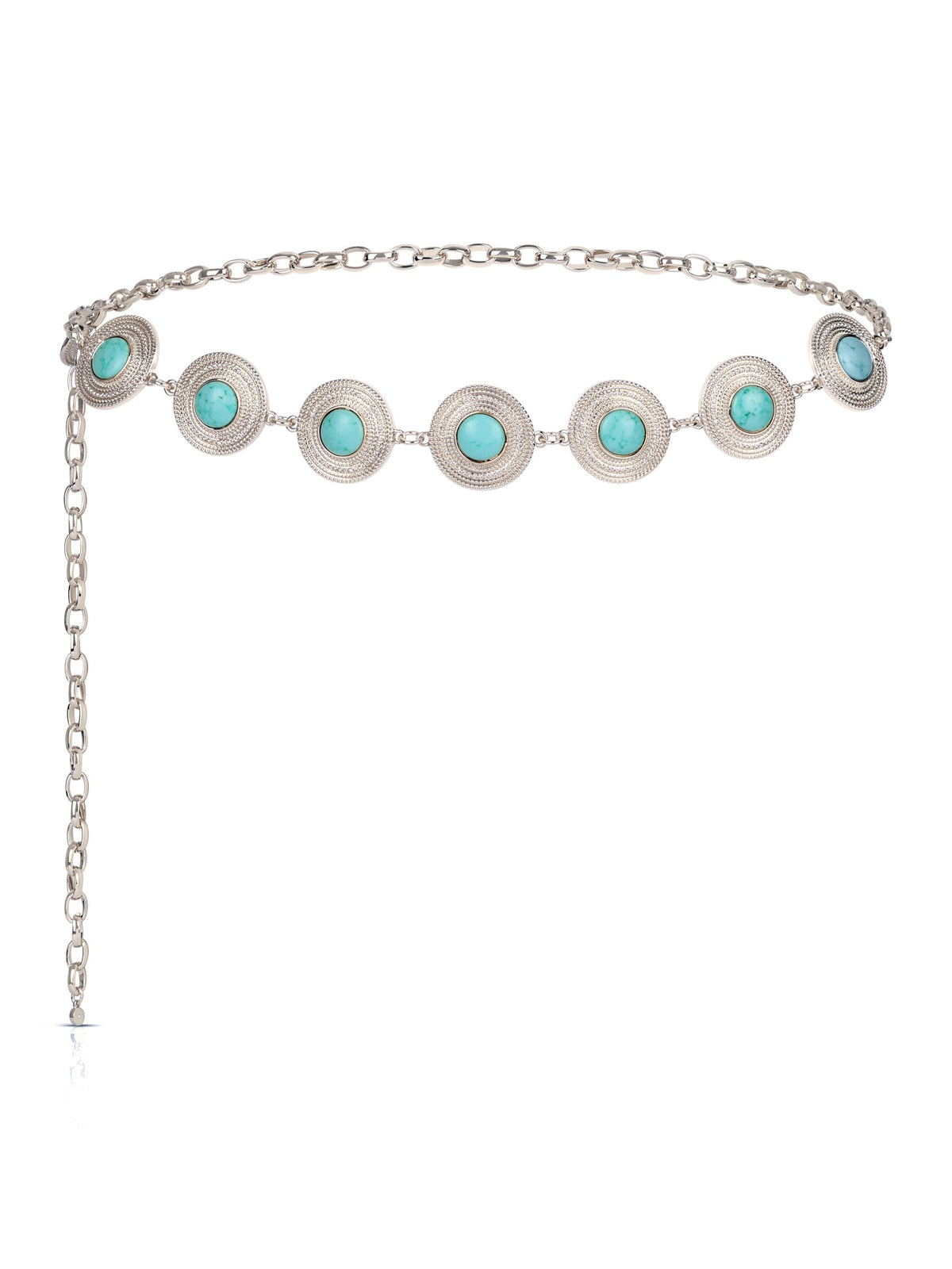 Turquoise Medallion Belt - Gold Tone | Ettika
