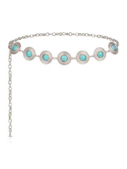 Turquoise Medallion Belt - Gold Tone | Ettika