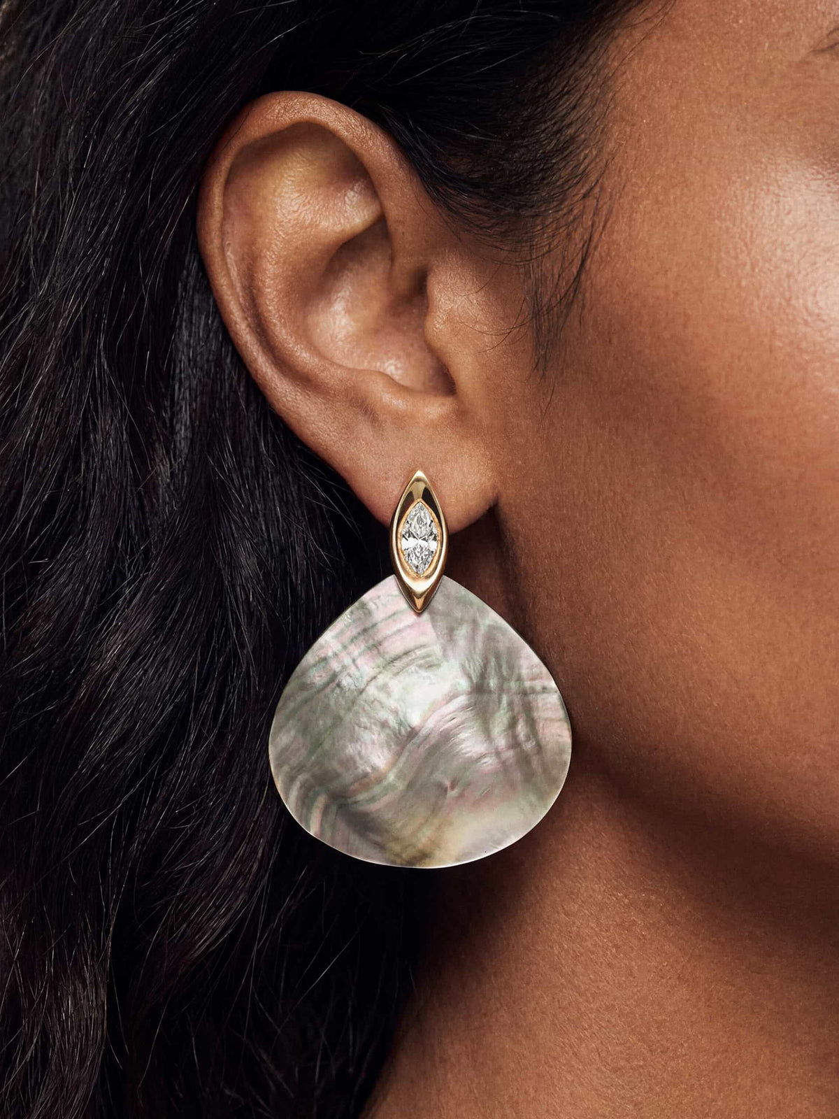 Shell Statement Earrings - Shell with 18k Gold Plating | Ettika