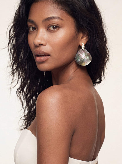 Shell Statement Earrings - Shell with 18k Gold Plating | Ettika