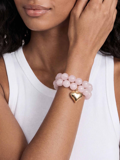 Luck and Love Rose Heart Bracelet Set - Rose with 18k Gold Plating | Ettika