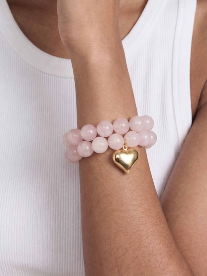 Luck and Love Rose Heart Bracelet Set - Rose with 18k Gold Plating | Ettika