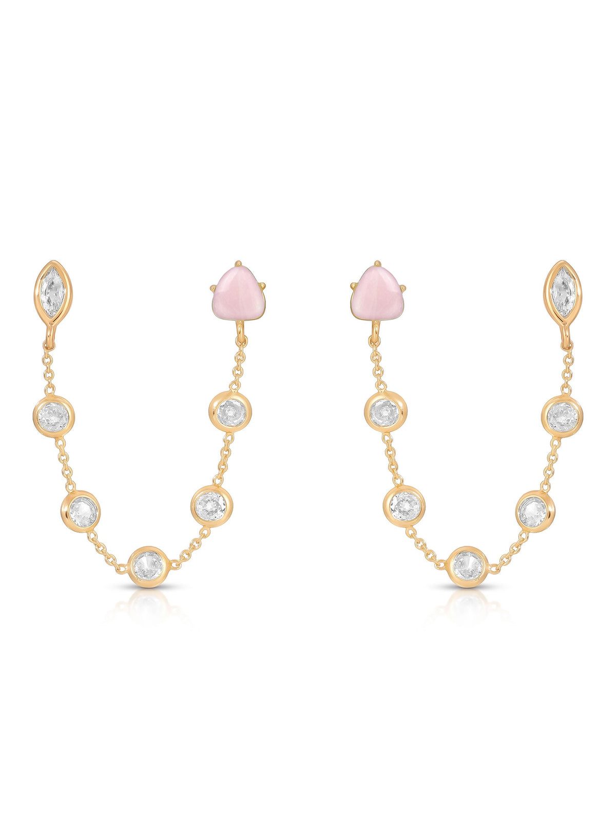 Double Piercing Rose Earrings - Rose with 18k Gold Plating | Ettika
