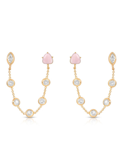 Double Piercing Rose Earrings - Rose with 18k Gold Plating | Ettika