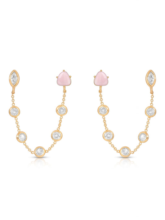 Double Piercing Rose Earrings - Rose with 18k Gold Plating | Ettika