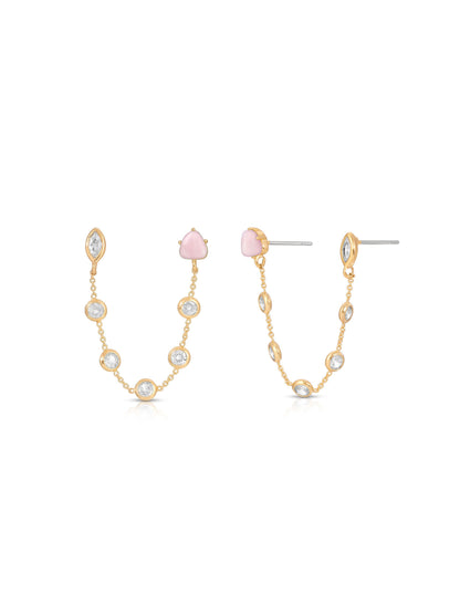Double Piercing Rose Earrings - Rose with 18k Gold Plating | Ettika