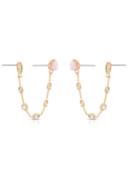 Double Piercing Rose Earrings - Rose with 18k Gold Plating | Ettika