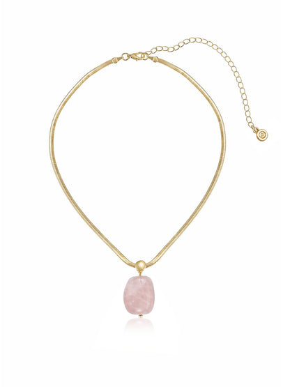 Rose Pendant Snake Chain Necklace - Rose with 18k Gold Plating | Ettika