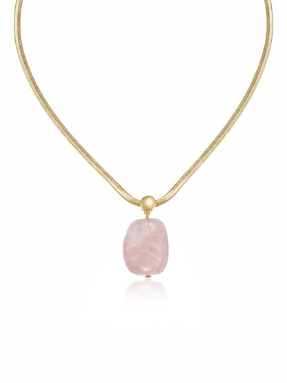 Rose Pendant Snake Chain Necklace - Rose with 18k Gold Plating | Ettika
