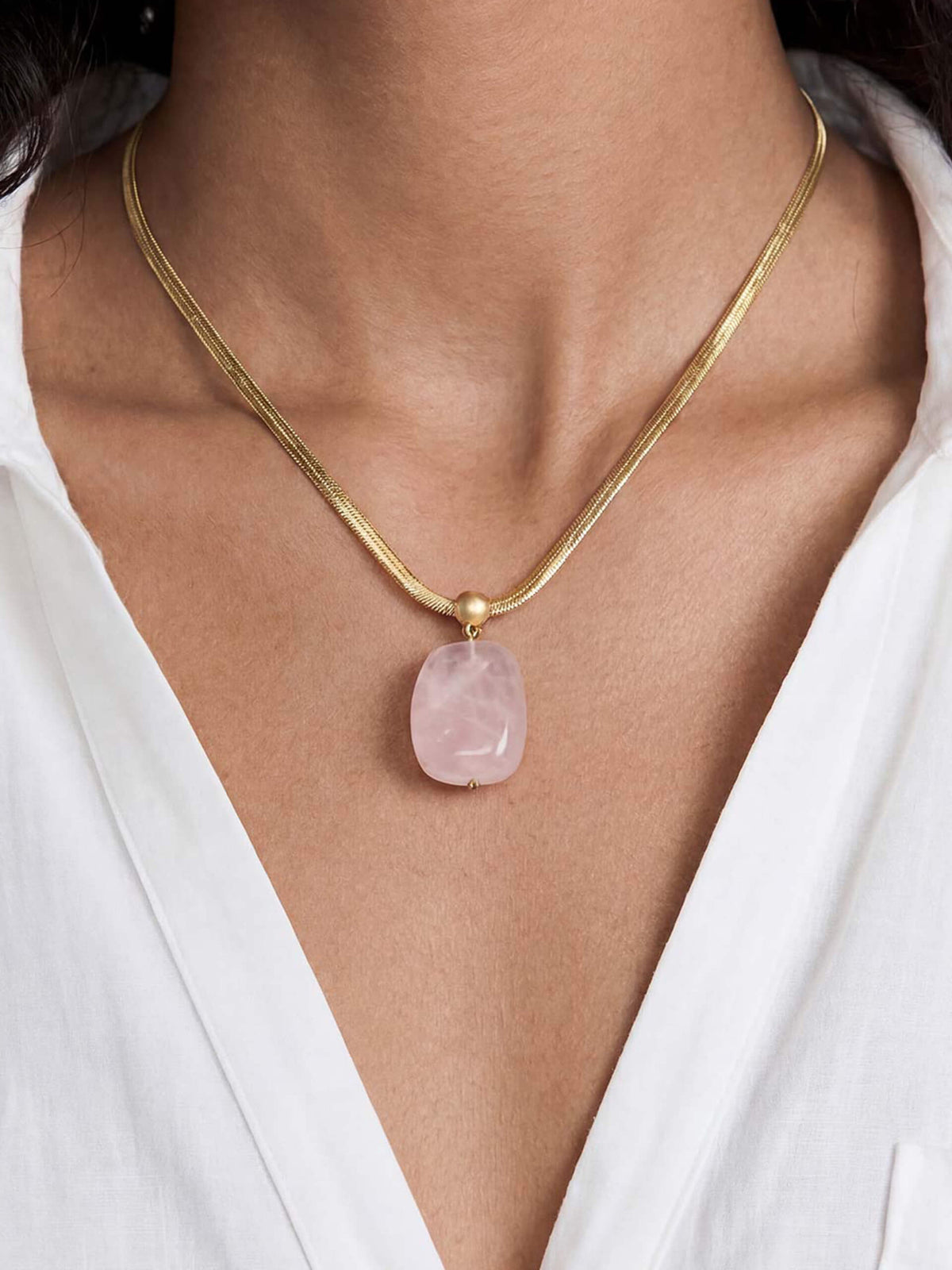 Rose Pendant Snake Chain Necklace - Rose with 18k Gold Plating | Ettika