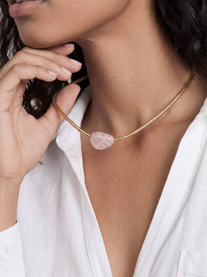 Beaded Rose Nugget Necklace - Rose with 18k Gold Plating | Ettika