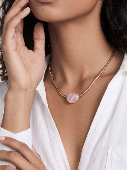 Beaded Rose Nugget Necklace - Rose with 18k Gold Plating | Ettika