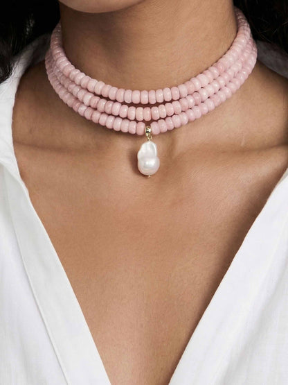 Marina Layers Rose Necklace - Rose with 18k Gold Plating | Ettika