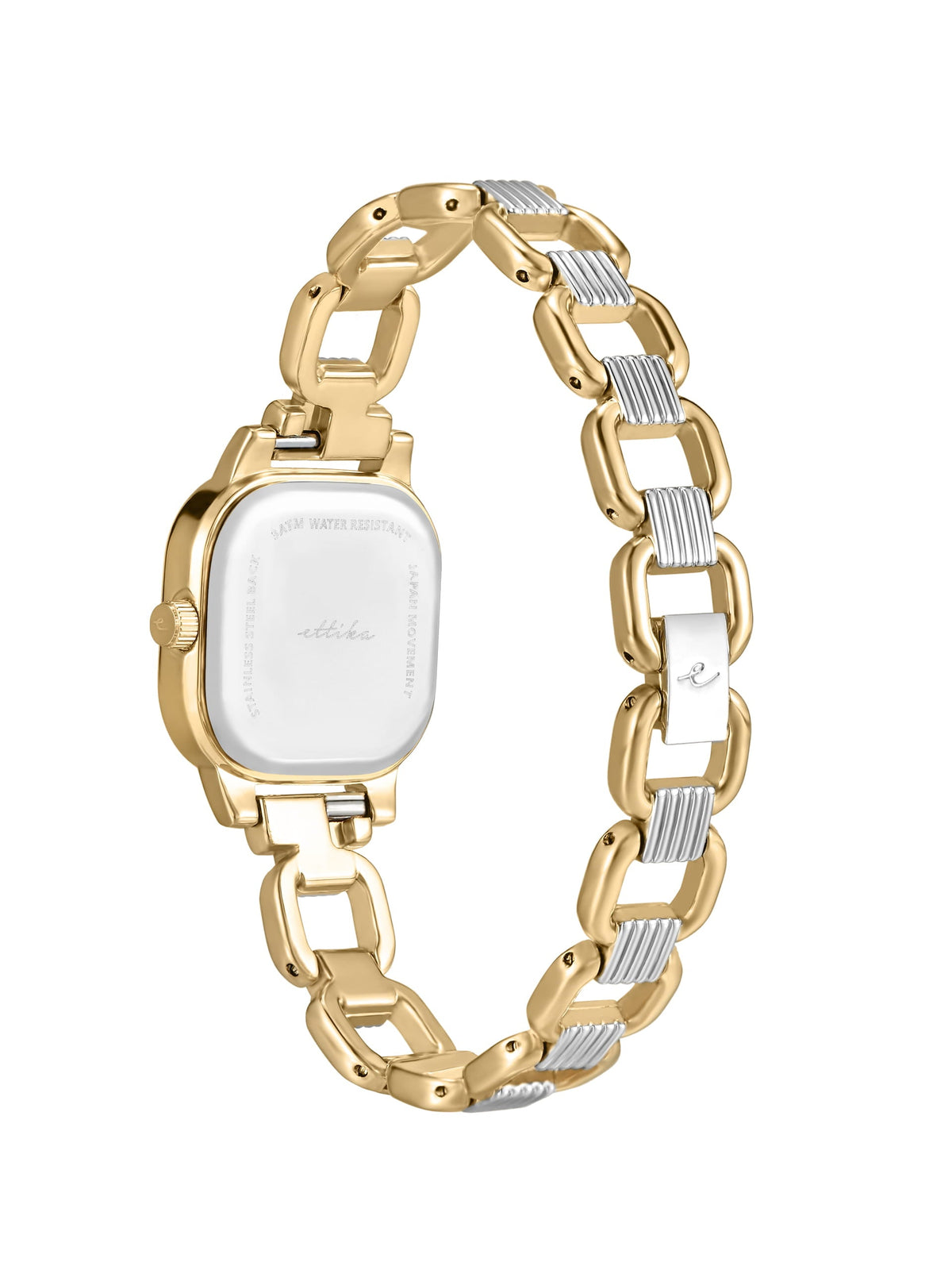 Classic Square Mixed Metal Bracelet Watch - Bone Dial with Mixed Metal | Ettika