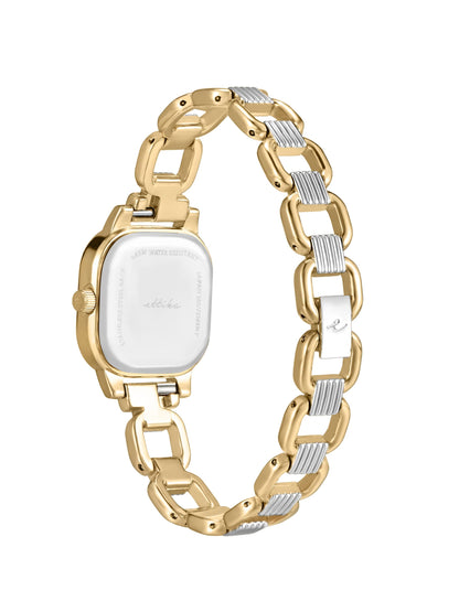 Classic Square Mixed Metal Bracelet Watch - Bone Dial with Mixed Metal | Ettika