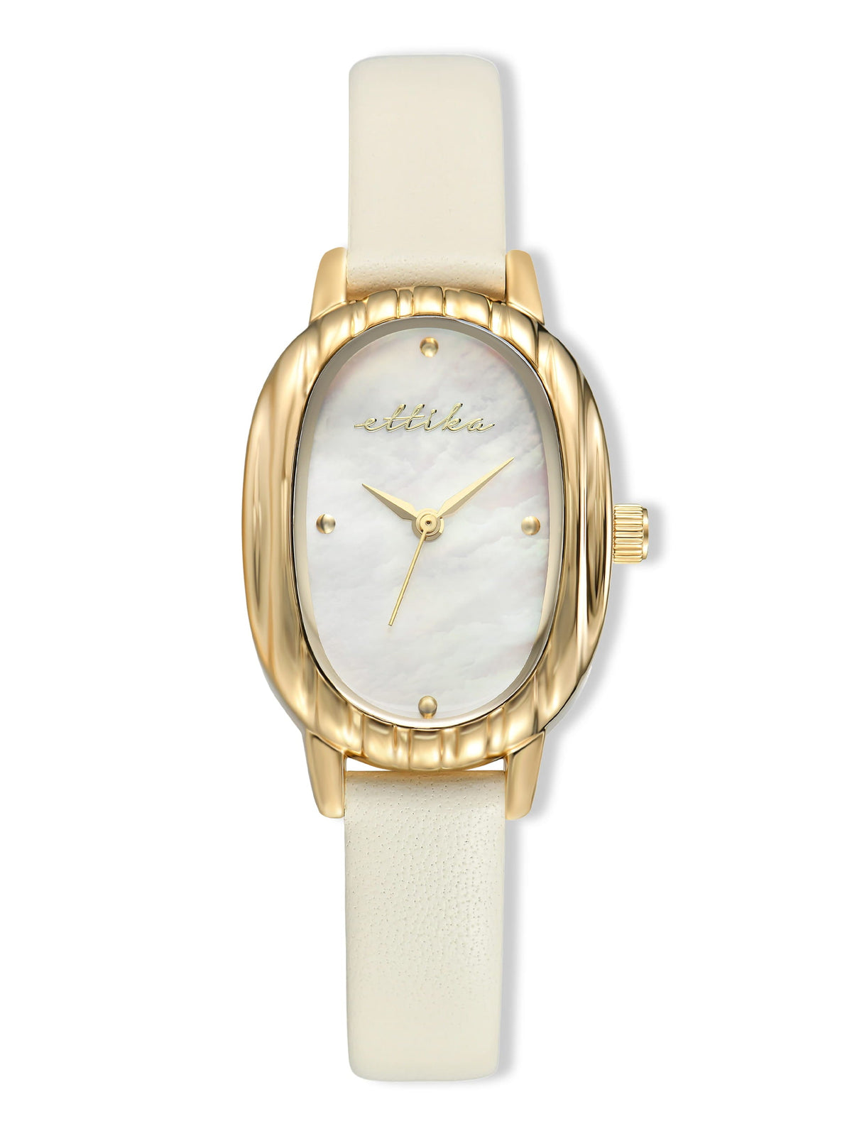 Timeless Texture Bone Leather Watch - Mother of Pearl Dial with Bone Leather and Gold | Ettika