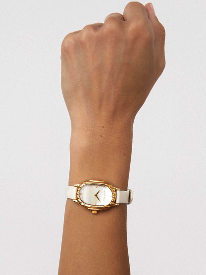 Timeless Texture Bone Leather Watch - Mother of Pearl Dial with Bone Leather and Gold | Ettika